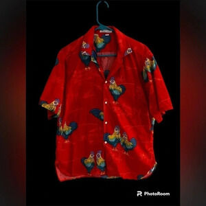 OSI Colorful Rooster Button Down Size Large